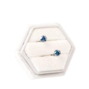 【耀眼美人】超閃耀一克拉藍寶石莫桑鑽耳環鈦閃耀/鈦鋼耳環後鎖式(過爐款/八心八箭/莫桑鑽耳環/女王節)