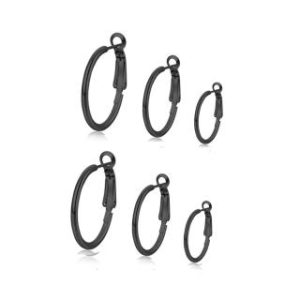 【耀眼美人】簡潔黑色大圓圈環鈦閃耀/鈦剛耳環三對入(過爐款/耳環/造型美容美感品味/女王節)