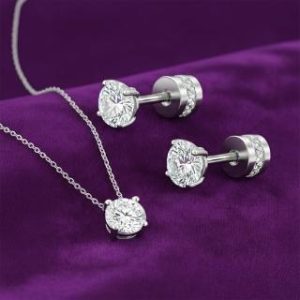 【耀眼美人】超閃耀兩克拉莫桑鑽耳環後鎖加一克拉美星鑽鎖骨項鍊/不鏽鋼(莫桑鑽禮物/女王節/顯白氣質)