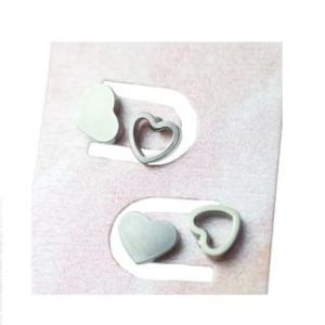 【耀眼美人】心心相印後鋯石鑽鈦閃耀不銹鋼耳環兩組入(女王節/睡覺免摘/造型美容美感品味)