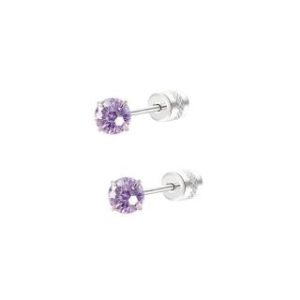 【耀眼美人】八十分閃爆六角鋯石鑽電力淺紫鈦閃耀不銹鋼耳環(女王節/睡覺免摘/造型美容美感品味)