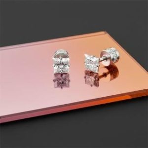 【耀眼美人】超閃耀80分克拉星光公主方鑽莫桑鑽耳環鈦閃耀/鈦鋼耳環後鎖式(D色女王節/莫桑鑽耳環/年貨節)