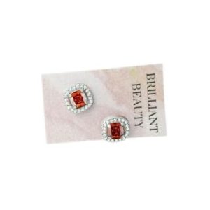 【耀眼美人】不鏽鋼鈦閃耀璀璨蜜糖紅寶鑽耳環(過爐款/耳環/造型美容美感品味/女王節)