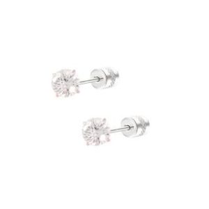 【耀眼美人】八十分閃爆六角鋯石鑽活力白鈦閃耀不銹鋼耳環(女王節/睡覺免摘/造型美容美感品味)